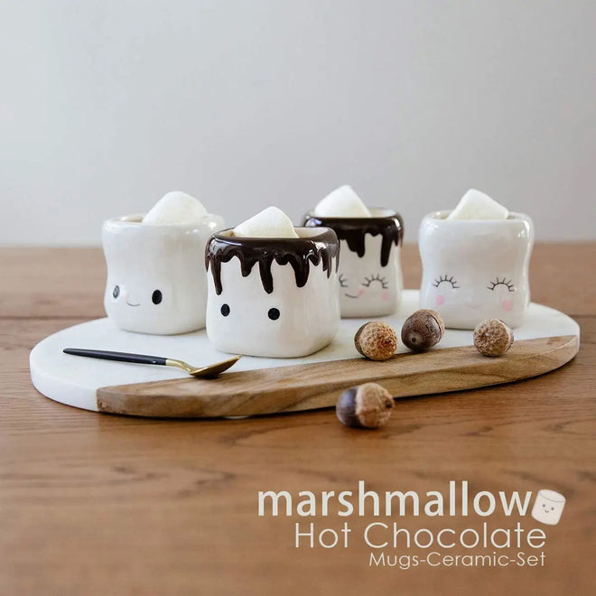 AVAFORT Marshmallow Shaped Hot Chocolate Mugs - Cute Emoji