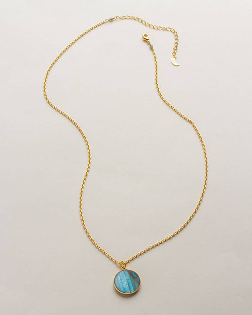 Collier long médaillon Smooth Sailing - Labradorite