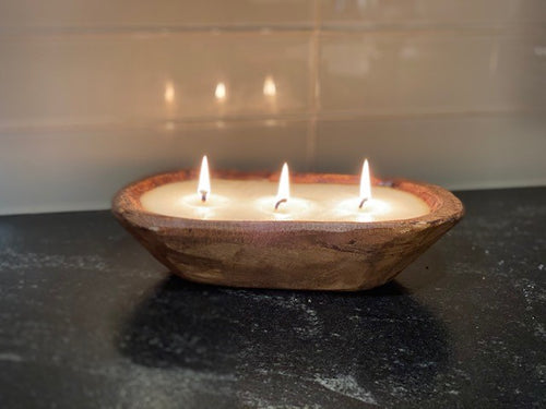 Petite Wood Bowl Candle- Vintage Love