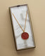 Strawberry Moon Long Medallion Necklace- Strawberry Quartz