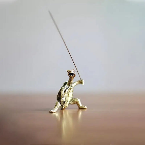 Porte-Encens Tortue Kung Fu Bronze/Cuivre Pièce Unique