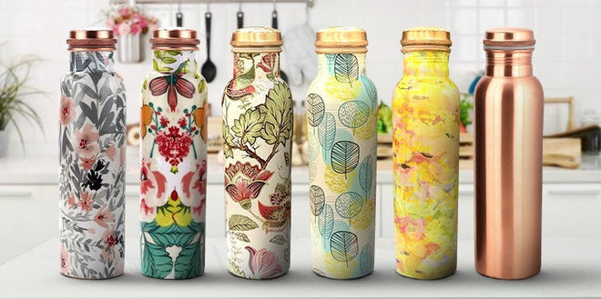 Perilla Home Copper Water Bottle - Assorted colors and paterns