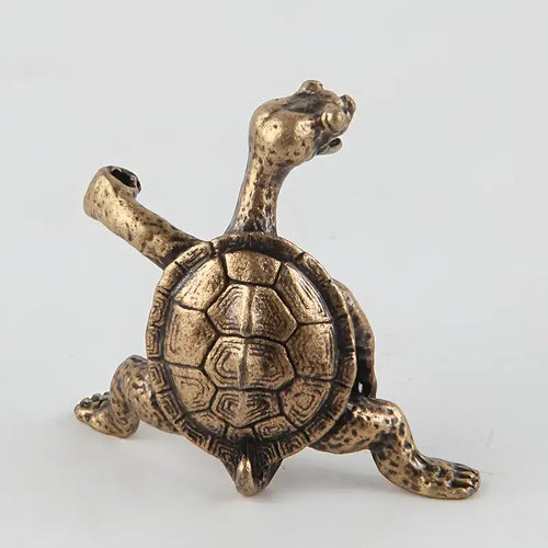 Porte-Encens Tortue Kung Fu Bronze/Cuivre Pièce Unique