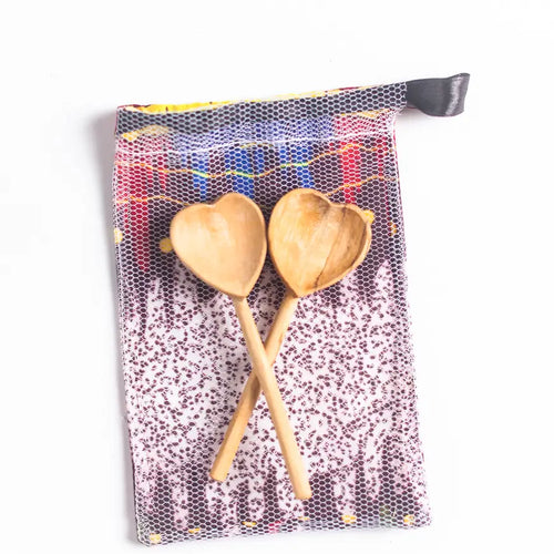 Olive Wood Heart Spoon Set