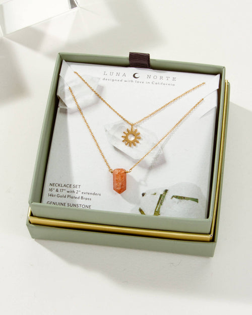 Sun Salutation Necklace Set- Sunstone