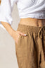 Beige Linen High Waisted  Carrot Pant