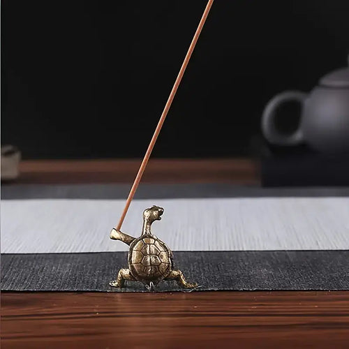 Porte-Encens Tortue Kung Fu Bronze/Cuivre Pièce Unique