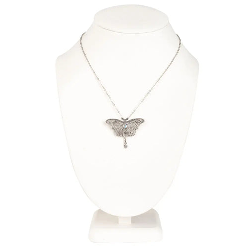 Silver Moth Necklace