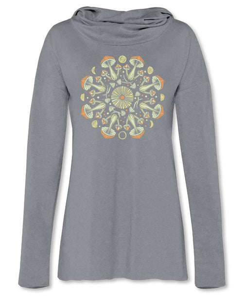 Sweat à capuche de yoga avec capot mandala champignon