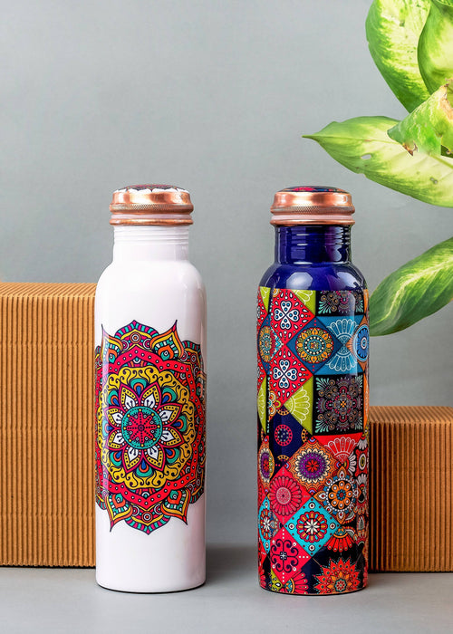 Mandala Print Copper Water Bottle 2 colors to choose from