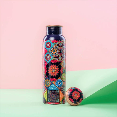 Mandala Print Copper Water Bottle 2 colors to choose from