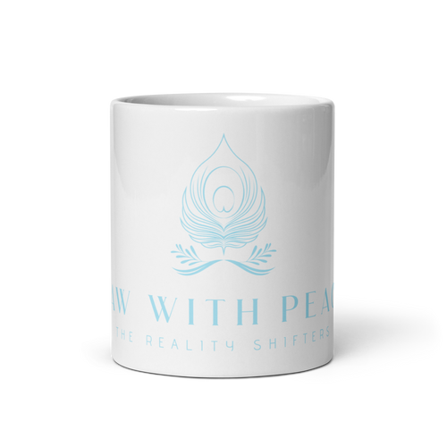 Raw with Peace Logo- White glossy mug