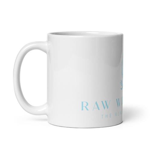 Raw with Peace Logo- White glossy mug