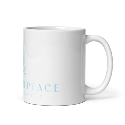 Raw with Peace Logo- White glossy mug