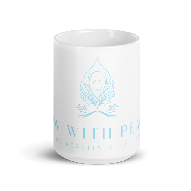 Raw avec Peace Logo - Tasse blanche brillante