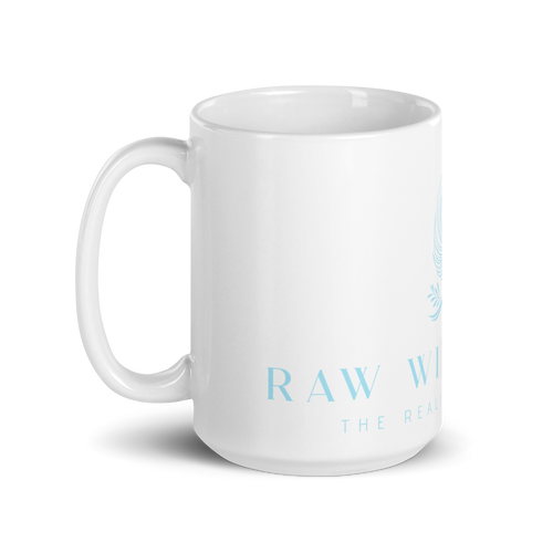 Raw with Peace Logo- White glossy mug