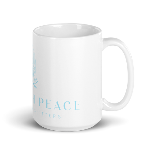 Raw with Peace Logo- White glossy mug