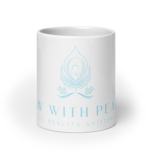 Raw with Peace Logo- White glossy mug