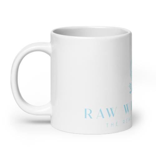 Raw with Peace Logo- White glossy mug