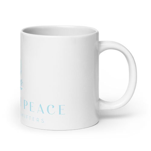 Raw with Peace Logo- White glossy mug