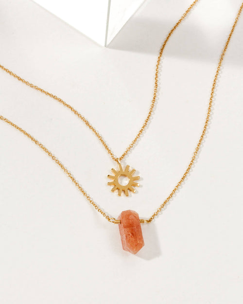 Sun Salutation Necklace Set- Sunstone