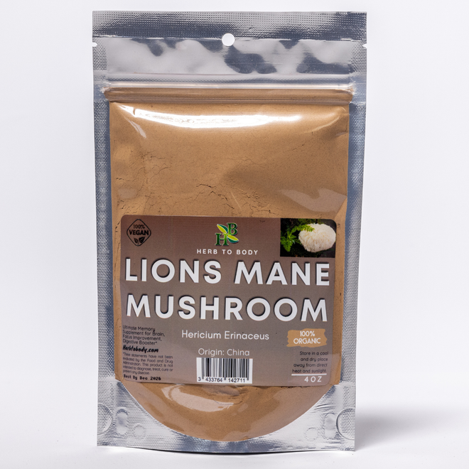 Poudre de champignon crinière de lion biologique