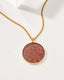 Strawberry Moon Long Medallion Necklace- Strawberry Quartz