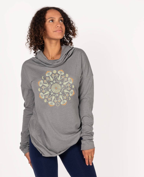 Sweat à capuche de yoga avec capot mandala champignon