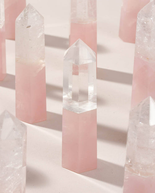 The Power Tower of Love Curio- Clear Quartz & Rose Quartz