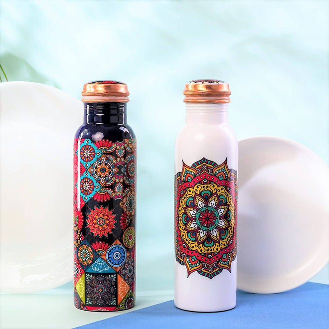 Mandala Print Copper Water Bottle 2 colors to choose from