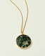 Terrarium Long Medallion Necklace- Moss Agate