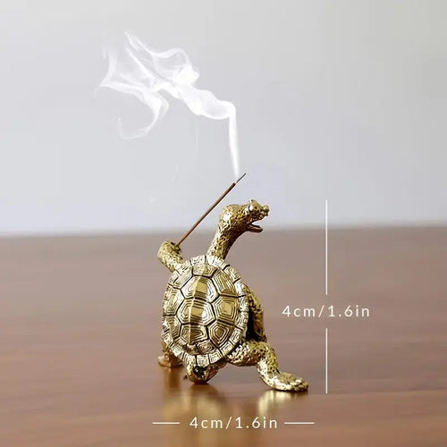 Porte-Encens Tortue Kung Fu Bronze/Cuivre Pièce Unique