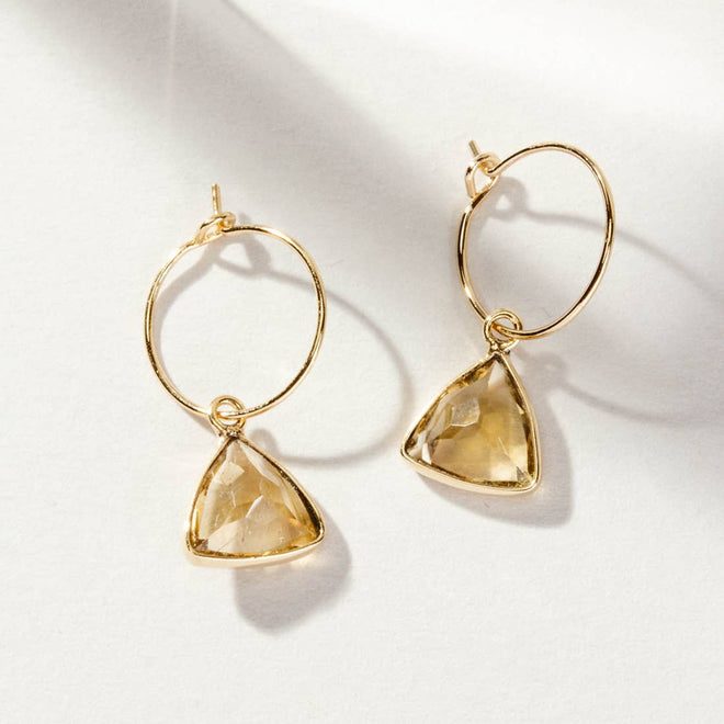 Bermuda Triangle Mini Hoop Earrings- Citrine