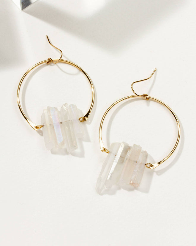 Super Nova Earrings- Mystic AB Clear Quartz