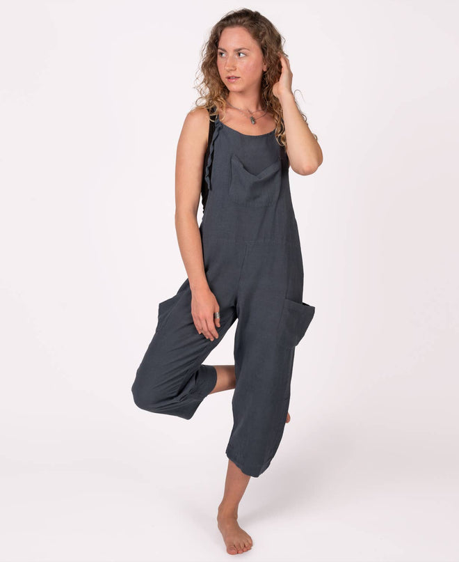 Hemp Viscose Slouchy Overalls - Midnight Romper Jumpsuit